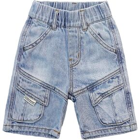 KIDSCOOL SPACE Baby Little Big Boys Shorts,Girls Ribbed Elastic Waist Summer Half Pants Cargo Jeans