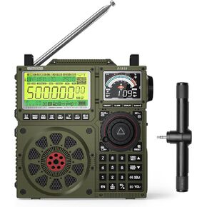 RF919 SSB Shortwave Radio with NOAA Weather Band, Full Band FM AM SW VHF UHF AIR CB WB and SSB Receiver, with Antenna Tuner, 3 External Antenna Ports, 5000mAh Rechargeable Battery, Earphone Jack