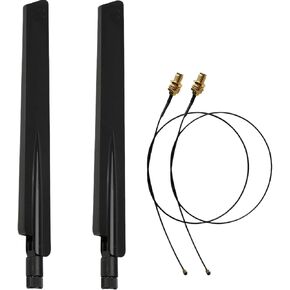 10dBi 2.4GHz 5GHz 5.8G Dual Band WiFi RP-SMA Male High Gain Antenna & MHF4 IPEX 4 to RP SMA Female Cable Antenna for NGFF M.2 AX200 9260 WiFi Card Wireless Routers PC Repeater Desktop PC FPV UAV Drone