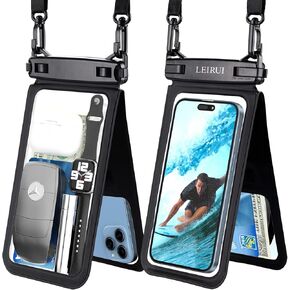 2 Pack Waterproof Phone Pouch Double Space Large Floating Waterproof Phone Case Dry Bag for Swimming Beach Vacation for iPhone 15 Pro Max/14/13 Samsung up to 7''