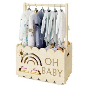 Wooden Baby Shower Crate Closet, Wooden Baby Shower Crate Closet, Boys and Girls for Baby Shower Wooden Basket Gifts, Welcome Baby Gifts, Suitable for Pregnancy Glfts for New Parent (Wood Color)