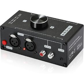 Stereo Audio Preamplifier - XLR Balanced RCA 3.5mm Input to XLR Balanced RCA 3.5mm Output Converter Adapter amp - Headphone Amplifier, Gain 20dB Phono Turntable Phonograph Preamp (Black)