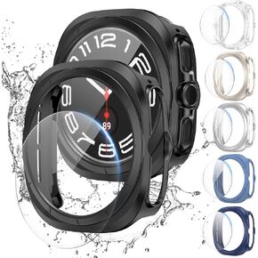 JZK 6+6 Pack Galaxy Watch 7 Ultra 47mm Screen Protector Protective case+Tempered Glass Screen Protector Full Coverage Hard PC Protective Cover HD Thin Cover for Samsung Galaxy Watch 7 Ultra 47mm Men