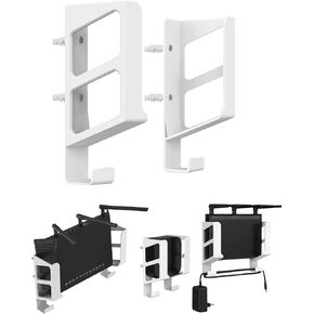 Cable Box Wall Mount for WiFi Router/Modem Shelf for Apple TV/ROKU and Other Media Players Compatible with Laptop/Mac Mini and More Fixed by Adhesive or Screw (Black)