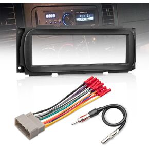 Single DIN Radio Dash Kit W/Radio wiring Antenna Adapter for Select 2002-2007 Chrysler/Dodge/Jeep, Single Din Radio Mount Housing Bracket Trim Bezel Kit Installation Aftermarket Stereo