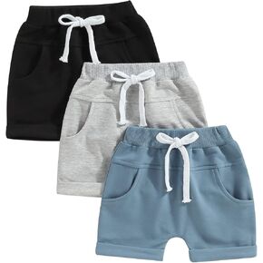 Baby Kids Boys 3 Pcs Set Summer Beach Short Trousers Casual Shorts Drawstring Pants