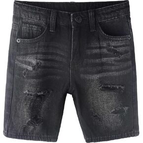 KIDSCOOL SPACE Baby Little Big Boys Denim Shorts,Elastic Waistband Inside Ripped Holes Stretch Jeans Summer Wear