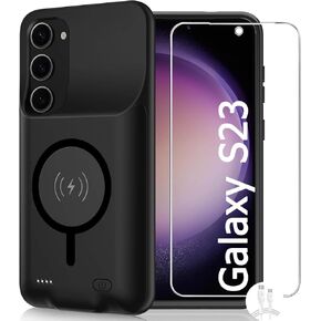 Battery Case for Galaxy S23,[10000mAh] Large capacity Slim Portable Protective Fast Charging Case Battery Case Compatible with Galaxy S23(6.1inch) Wireless Charging Case with Carplay-Black