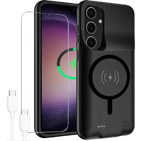 Battery Case for Galaxy S23 Plus,12000mAh Large Capacity Rechargeable Portable Protective Extended Charger Cover Compatible with Galaxy S23 Plus (6.6 inch) Wireless Charging Case with Carplay-Black