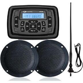 Marine Bluetooth Radio Boat Car Stereo Dashboard Digital Audio System Receiver Waterproof Boat Speakers FM AM Radio Antenna for ATV UTV RV UV
