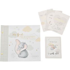 Happy Homewares Magical Beginnings Album & Milestone Card Set - Dumbo - Perfect for a New Born - Officially Licensed