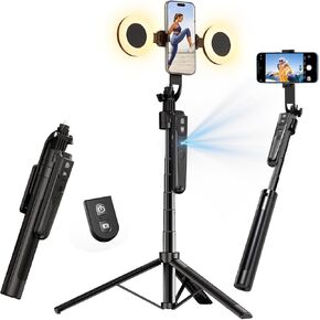 yAyusi Extendable Auto Face Tracking Tripod 360° Rotation with Light, No App, 70.9" Motion Sensor Phone Tripod Stand, Face Body Phone Camera Mount Gesture Control for Vlog/Live Stream/Video Recording