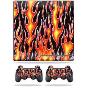 MightySkins Skin Compatible with Sony Playstation 3 PS3 Slim Skins + 2 Controller Skins Sticker Hot Flames