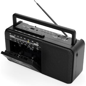 Audiobox RXC-15RBT Rechargeable Multi-Band Cassette Player with Bluetooth, AM/FM/SW Radio, USB, and AUX Input – Vintage Portable Boombox