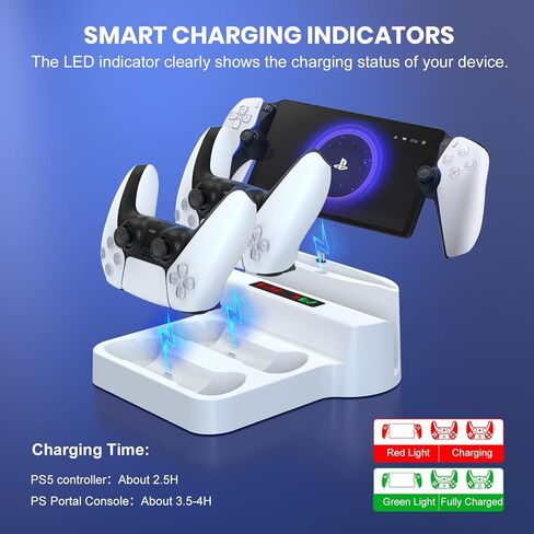 Charging Stand for PS Portal Remote Player, Portable Charge Dock for PS5 Controllers with LED Indicator and Type-C Cable, Charge Base Station Game Accessories for Playstation 5 Portal Console, White in Kuwait