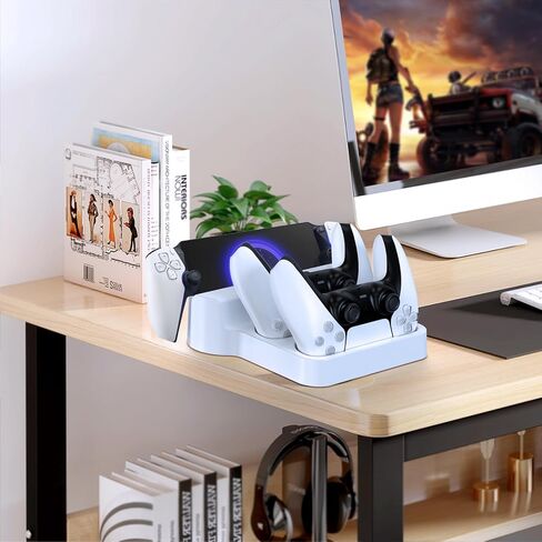 Charging Stand for PS Portal Remote Player, Portable Charge Dock for PS5 Controllers with LED Indicator and Type-C Cable, Charge Base Station Game Accessories for Playstation 5 Portal Console, White in Kuwait