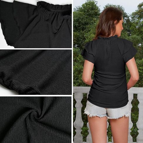 V Neck Maternity Shirt Ruffle Sleeves Slim Fitted Pregnant Top Maternity Blouse Summer in Saudi Arabia