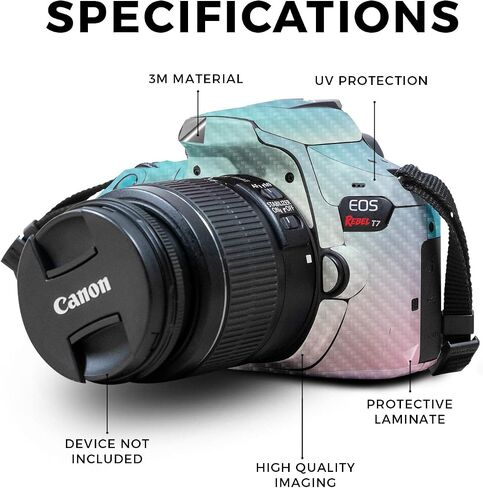 Carbon Fiber Skin Compatible with Canon EOS Rebel T7 Camera - Vivid Fog - Premium 3M Vinyl Protective Wrap Decal Cover - Easy to Apply | Crafted in The USA by MightySkins in Saudi Arabia