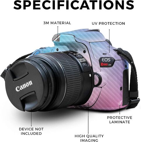 Carbon Fiber Skin Compatible with Canon EOS Rebel T7 Camera - Vivid Fog - Premium 3M Vinyl Protective Wrap Decal Cover - Easy to Apply | Crafted in The USA by MightySkins in Saudi Arabia
