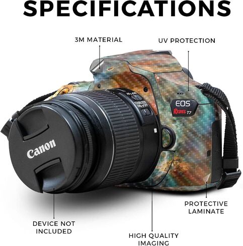 Carbon Fiber Skin Compatible with Canon EOS Rebel T7 Camera - Vivid Fog - Premium 3M Vinyl Protective Wrap Decal Cover - Easy to Apply | Crafted in The USA by MightySkins in Saudi Arabia