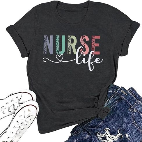 Nurse Shirt for Women Nurse Life Letter Print Tshirt Nursing School Gift Short Sleeve Tee Tops in Saudi Arabia