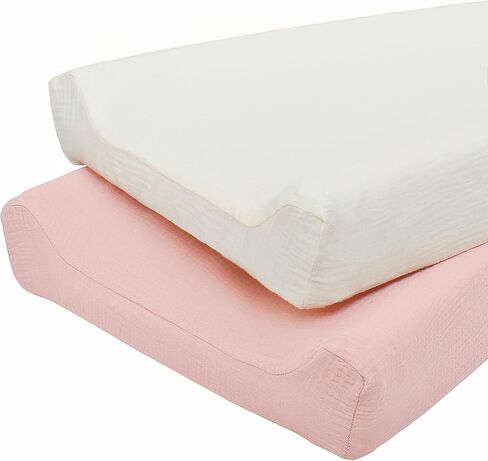 Owlowla Muslin Changing Pad Cover 2PACK,Soft Muslin Cotton Diaper Changing Pad Covers Changing Table Cover for Baby Boy Girl(Cream&Blush) in Saudi Arabia
