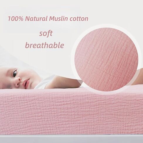 Owlowla Muslin Changing Pad Cover 2PACK,Soft Muslin Cotton Diaper Changing Pad Covers Changing Table Cover for Baby Boy Girl(Cream&Blush) in Saudi Arabia