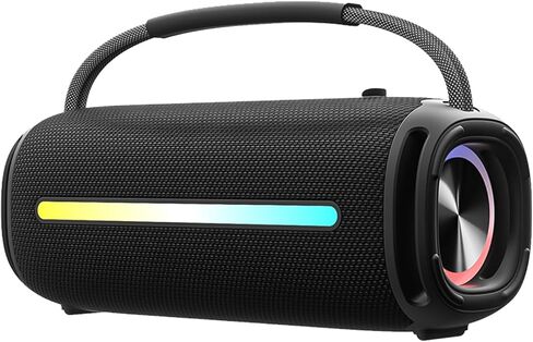 مكبر صوت بلوتوث محمول، مكبر صوت لاسلكي خارجي مقاوم للماء مع أضواء وامضة ملونة، وقت تشغيل 20 وات سوبر باس 20 ساعة، اقتران TWS مناسب للخارج، المنزل، الحفلات، الشاطئ، السفر in Kuwait