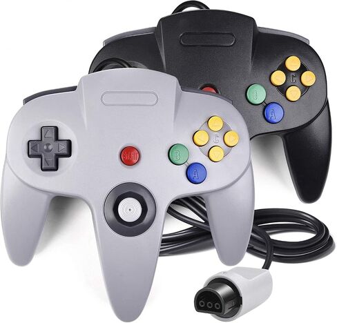 Rzzhgzq 2 Pack Wired N64 Controller PC Gamepads Standard Controllers Classic N64 PC Gamepad Controller for Windows PC MAC Linux (Red+Green) in Saudi Arabia