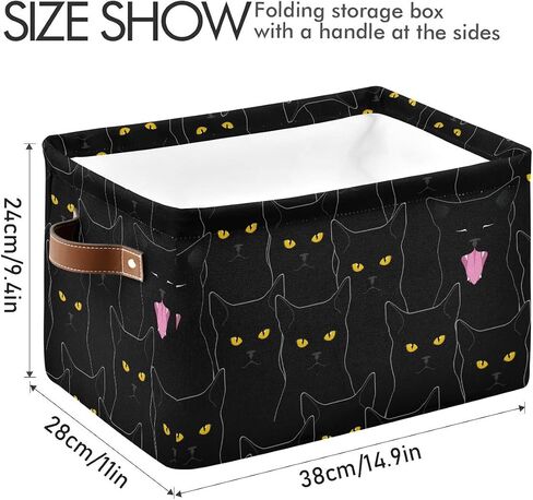 Rectangular Storage Bin Cute Black Cats Basket with Handles - Organizer Bin for Toys, Books, Laundry Basket for Kids/Pets, Playroom in Saudi Arabia