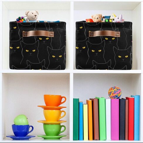 Rectangular Storage Bin Cute Black Cats Basket with Handles - Organizer Bin for Toys, Books, Laundry Basket for Kids/Pets, Playroom in Saudi Arabia