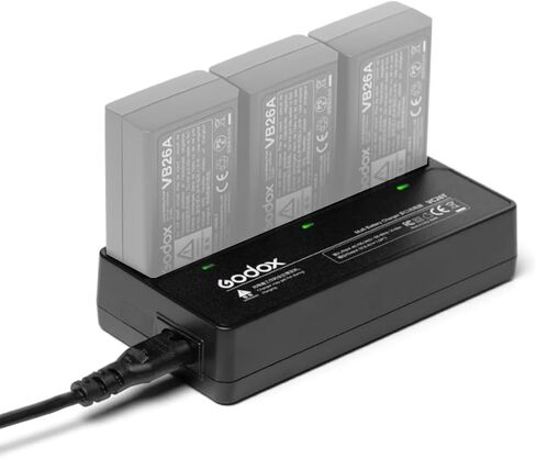 شاحن بطارية ثلاثي Godox VC26T لجهاز Godox V1/V1 Pro/V860III/V850III/MF-R76/RING72 Flash Speedlite in Kuwait