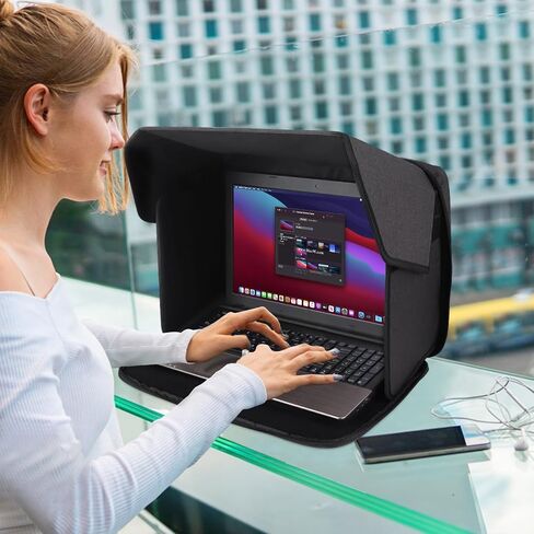 Laptop Sun Shade, Laptop Sun Glare Shield Privacy Screen Hood Laptop Sunshade Bag for Working Outside Outdoor Foldable Laptop Shield Cover Outside 12-14''(Patent Pending) in Saudi Arabia