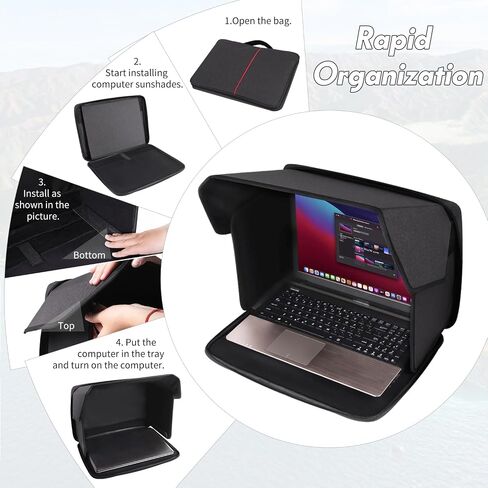 Laptop Sun Shade, Laptop Sun Glare Shield Privacy Screen Hood Laptop Sunshade Bag for Working Outside Outdoor Foldable Laptop Shield Cover Outside 12-14''(Patent Pending) in Saudi Arabia
