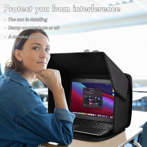 Laptop Sun Shade, Laptop Sun Glare Shield Privacy Screen Hood Laptop Sunshade Bag for Working Outside Outdoor Foldable Laptop Shield Cover Outside 12-14''(Patent Pending) in Saudi Arabia