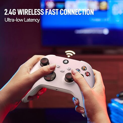 وحدة تحكم لاسلكية ewnol متوافقة مع أجهزة Xbox One وXbox Series X/S وXbox One X/S وWindows PC ووحدة تحكم الألعاب مع محول 2.4 جيجا هرتز ومقبس سماعة الرأس - أبيض in Kuwait