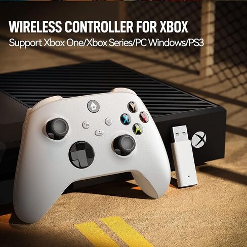 وحدة تحكم لاسلكية ewnol متوافقة مع أجهزة Xbox One وXbox Series X/S وXbox One X/S وWindows PC ووحدة تحكم الألعاب مع محول 2.4 جيجا هرتز ومقبس سماعة الرأس - أبيض in Kuwait