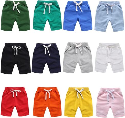 Toddler Baby Boys Shorts, Summer Cotton Solid Girls Pull-on Sport Casual Jogger Pants in Saudi Arabia