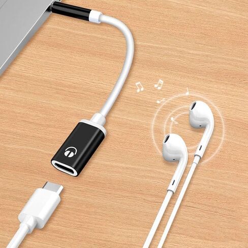 Black 3.5mm Male to TypeC Female Audio Cable Cord 3.5mm Analog Cable Converter Earphone Adapter with MP3 Players, CD Players, Laptops, Tablets, Smartphone Headphones, Earbuds and Accessories in Saudi Arabia