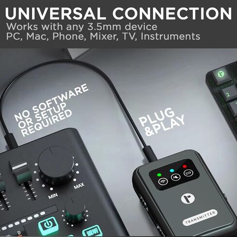 AirLink V2 - Wireless IEM 2.4 GHz Adapter with In Ear Monitor Lossless Audio, 165ft Range, 12-Hour Battery Life, and Ultra-Low 5ms Latency - Perfect for Free Movement and Professional Use in Saudi Arabia
