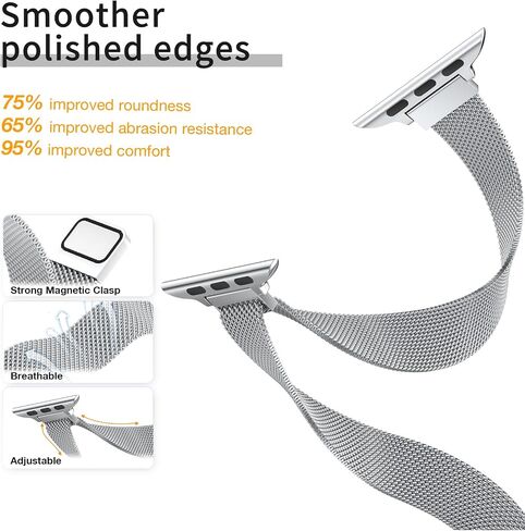 MARGE PLUS Slim Milanese Loop Compatible with Apple Watch Band for women 40mm 41mm 38mm 44mm 45mm 49mm 42mm, Stainless Steel Magnetic Mesh Strap work on iWatch Bands Series 9 8 7 6 5 4 3 2 1 Ultra SE in Saudi Arabia