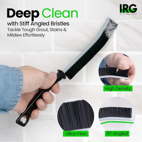 IRG Hard Bristle Crevice Cleaning Brush, 2 Crevice Cleaning Brushes for Household Use, Grout Cleaning Brush, Durable Stiff Bristle Brush, Grout Brush, Crevice Cleaning Tool, Developed in USA in Saudi Arabia