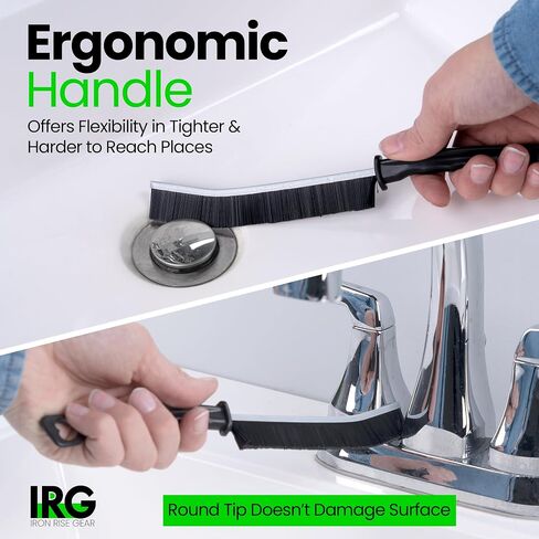 IRG Hard Bristle Crevice Cleaning Brush, 2 Crevice Cleaning Brushes for Household Use, Grout Cleaning Brush, Durable Stiff Bristle Brush, Grout Brush, Crevice Cleaning Tool, Developed in USA in Saudi Arabia