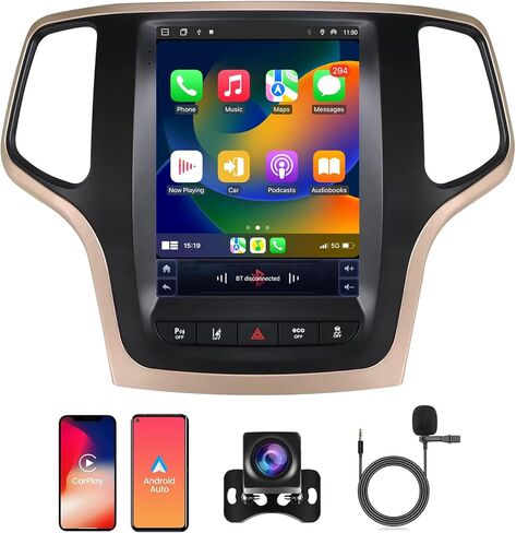Car Radio for Jeep Grand Cherokee 2014-2020 Radio Replacement Upgraded 8Core 4+64G 9.7-Inch Touch Screen with Carplay Android Auto WiFi SWC Bluetooth AHD Backup Camera in Kuwait
