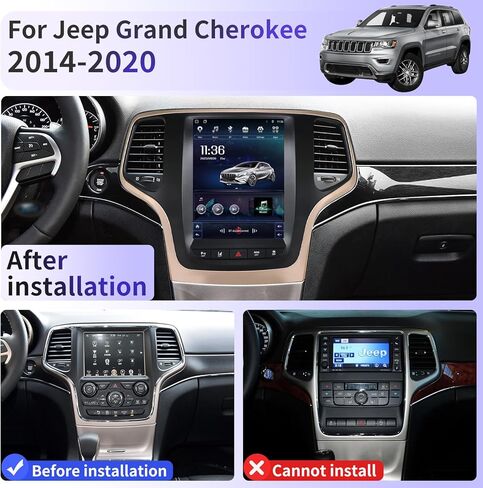 Car Radio for Jeep Grand Cherokee 2014-2020 Radio Replacement Upgraded 8Core 4+64G 9.7-Inch Touch Screen with Carplay Android Auto WiFi SWC Bluetooth AHD Backup Camera in Kuwait