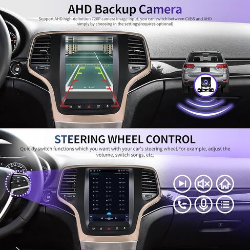 Car Radio for Jeep Grand Cherokee 2014-2020 Radio Replacement Upgraded 8Core 4+64G 9.7-Inch Touch Screen with Carplay Android Auto WiFi SWC Bluetooth AHD Backup Camera in Kuwait