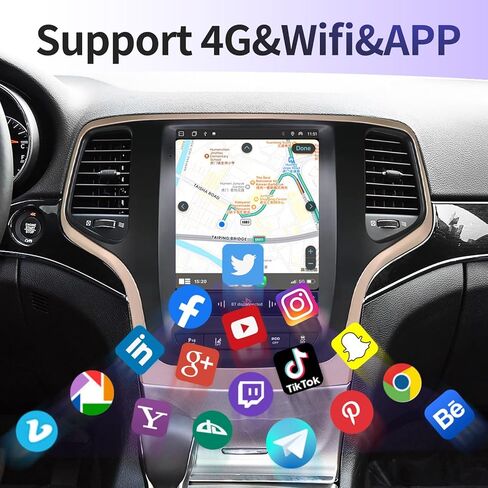 Car Radio for Jeep Grand Cherokee 2014-2020 Radio Replacement Upgraded 8Core 4+64G 9.7-Inch Touch Screen with Carplay Android Auto WiFi SWC Bluetooth AHD Backup Camera in Kuwait