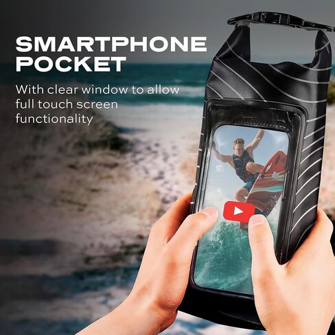 Statik MarCase Waterproof Dry Bag 2L - IPX8 Roll Top Small Waterproof Bag, Touchscreen Phone Window & Light Reflective Pattern, Boating & Kayak Accessories for Fishing, Camping, Swimming (Orange) in Saudi Arabia