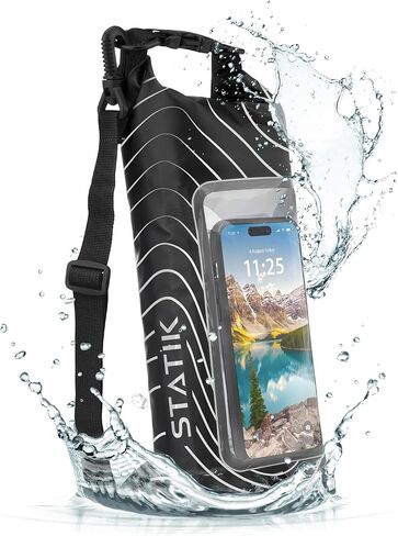 Statik MarCase Waterproof Dry Bag 2L - IPX8 Roll Top Small Waterproof Bag, Touchscreen Phone Window & Light Reflective Pattern, Boating & Kayak Accessories for Fishing, Camping, Swimming (Orange) in Saudi Arabia