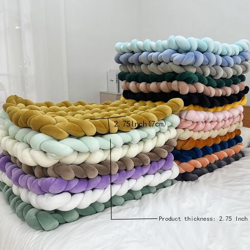 XHJRI Thickened Braided Knot Seat Mat, Knotted Floor Decorative Cushion, Handmade Baby Infant Playing Pad Nursery Rug (27.5 * 31.5 Inch,Brown) in Kuwait